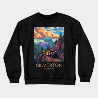 A Vintage Travel Illustration of the Durango and Silverton Narrow Gauge Railroad - Colorado - US Crewneck Sweatshirt